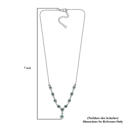 Boyaca Colombian Emerald and White Zircon 1.50 ctw Raindrop Necklace in Rhodium Over Sterling Silver 18 Inches