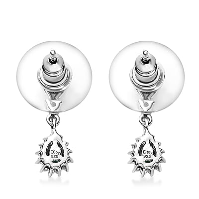 D'Joy Boyaca Colombian Emerald and White Zircon 0.90 ctw Raindrop Earrings in Rhodium Over Sterling Silver