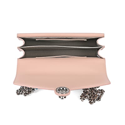 Grand Pelle Pink Leopard Genuine Leather Crossbody Bag with Shoulder Chain Strap