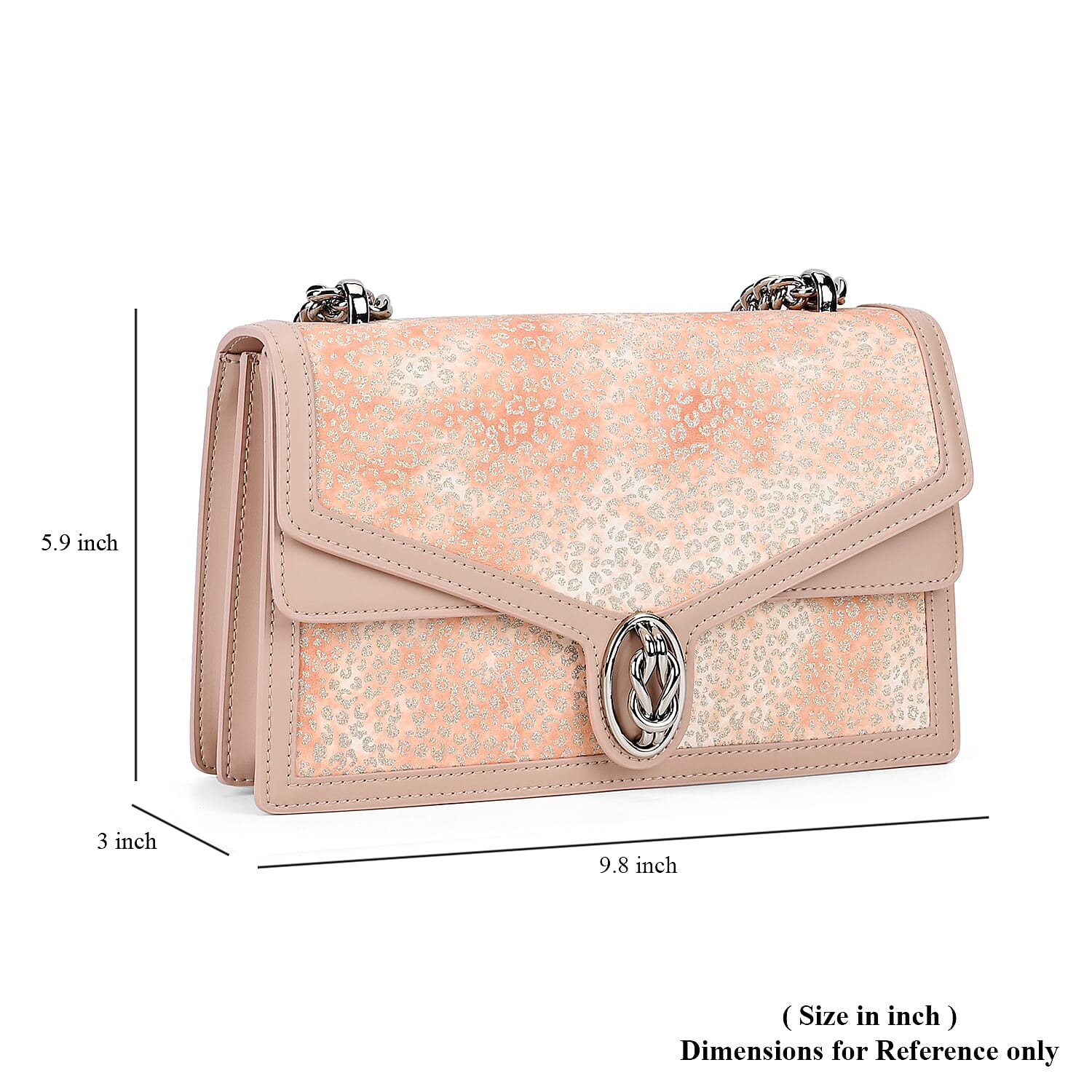 Grand Pelle Pink Leopard Genuine Leather Crossbody Bag with Shoulder Chain Strap