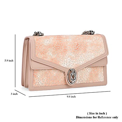 Grand Pelle Pink Leopard Genuine Leather Crossbody Bag with Shoulder Chain Strap
