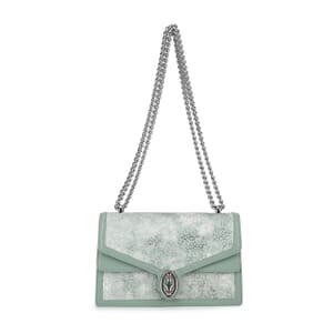 Grand Pelle Olive Leopard Genuine Leather Crossbody Bag with Shoulder Chain Strap