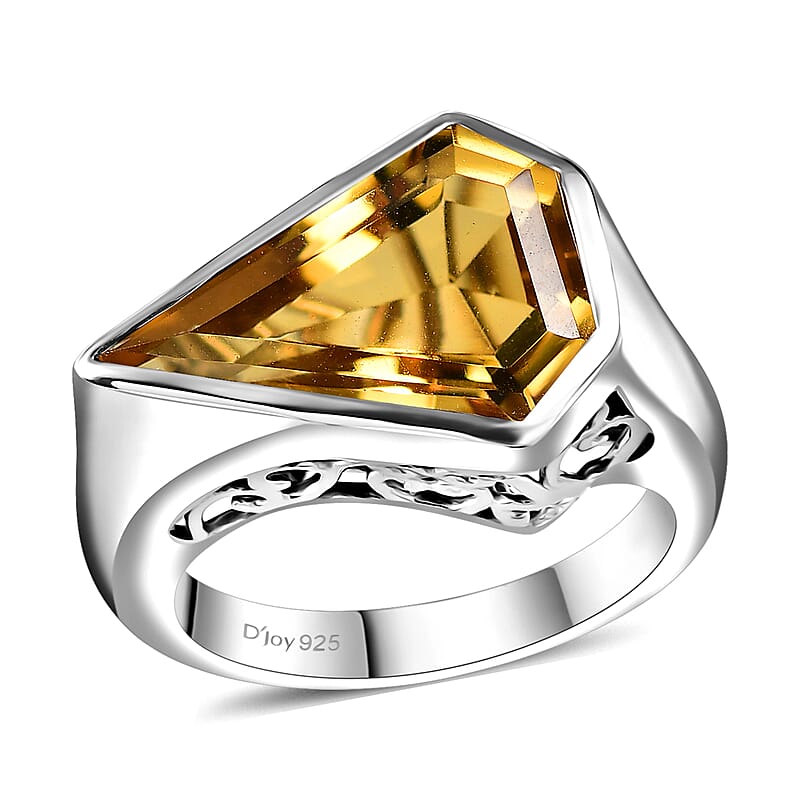 Brazilian Citrine 5.50 ctw Ring in Rhodium Over Sterling Silver (Size 10.0) 