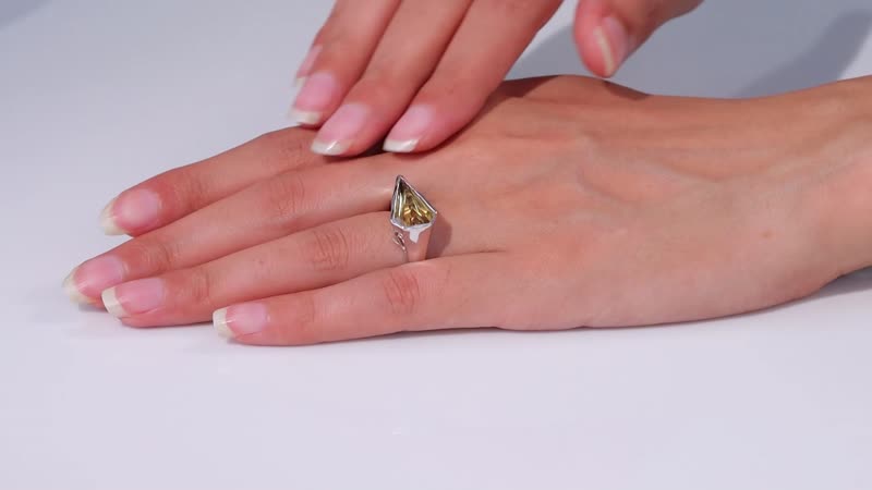 Brazilian Citrine Ring in Rhodium Over Sterling Silver (Size 10.0) 5.50 ctw