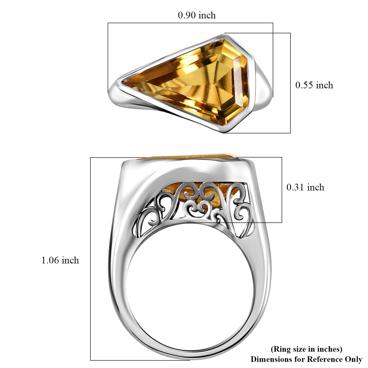 Brazilian Citrine Ring in Rhodium Over Sterling Silver (Size 10.0) 5.50 ctw image number 5