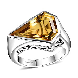 Brazilian Citrine 5.50 ctw Ring in Rhodium Over Sterling Silver (Size 8.0) 