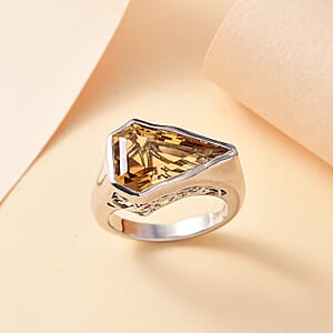 Brazilian Citrine 5.50 ctw Ring in Rhodium Over Sterling Silver (Size 8.0) 