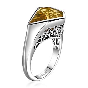 Brazilian Citrine 5.50 ctw Ring in Rhodium Over Sterling Silver (Size 8.0) 