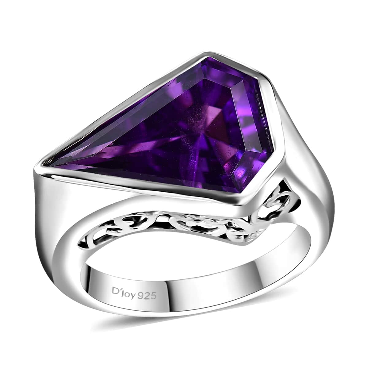 African Amethyst 5.10 ctw Ring in Rhodium Over Sterling Silver (Size 10.0)  image number 0