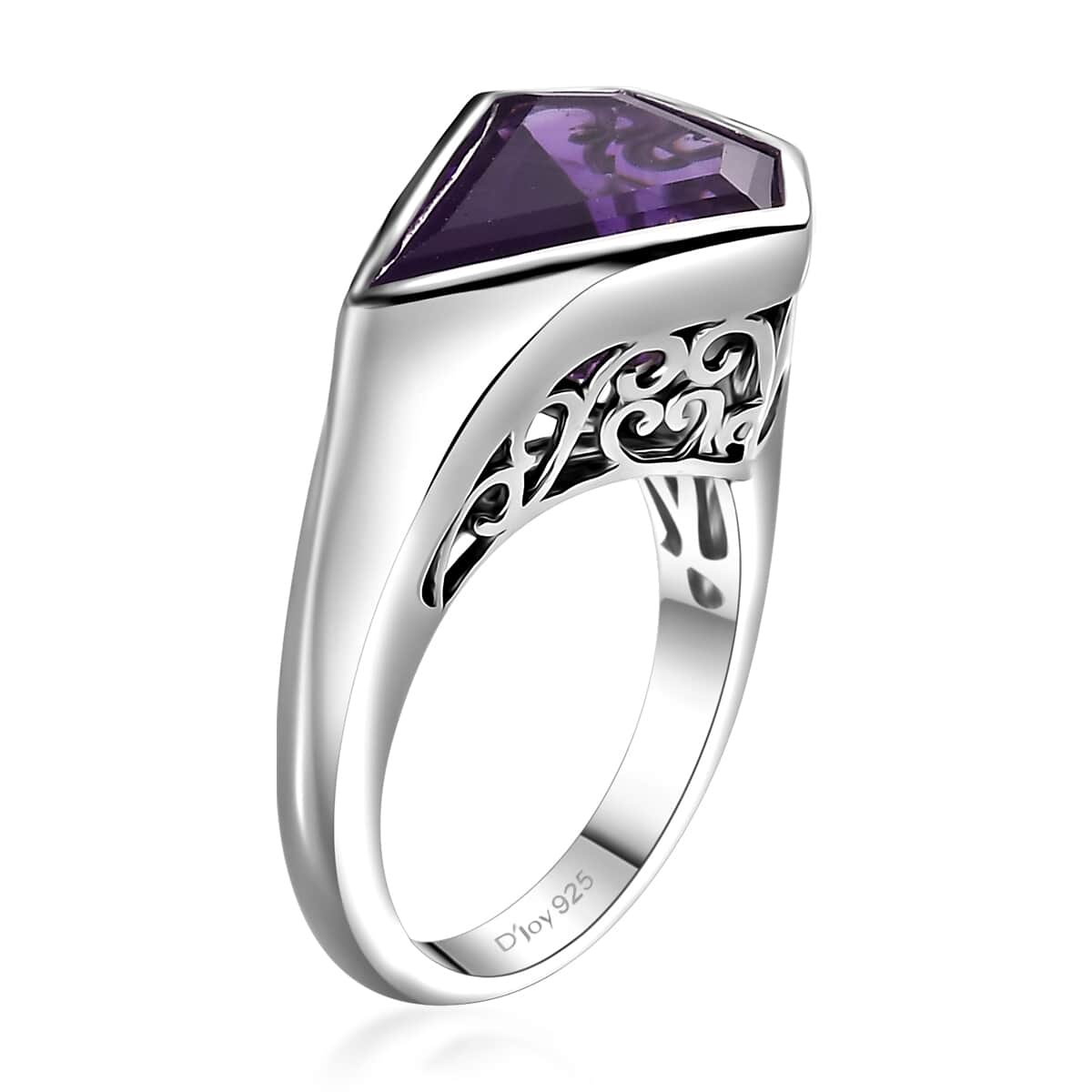 African Amethyst 5.10 ctw Ring in Rhodium Over Sterling Silver (Size 10.0)  image number 3