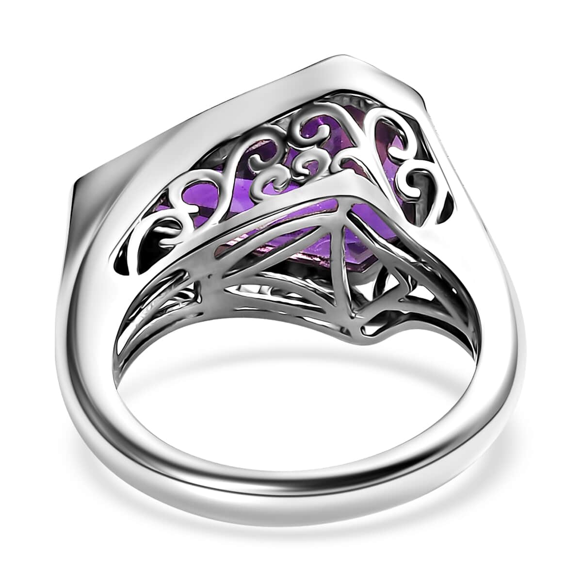 African Amethyst 5.10 ctw Ring in Rhodium Over Sterling Silver (Size 10.0)  image number 4