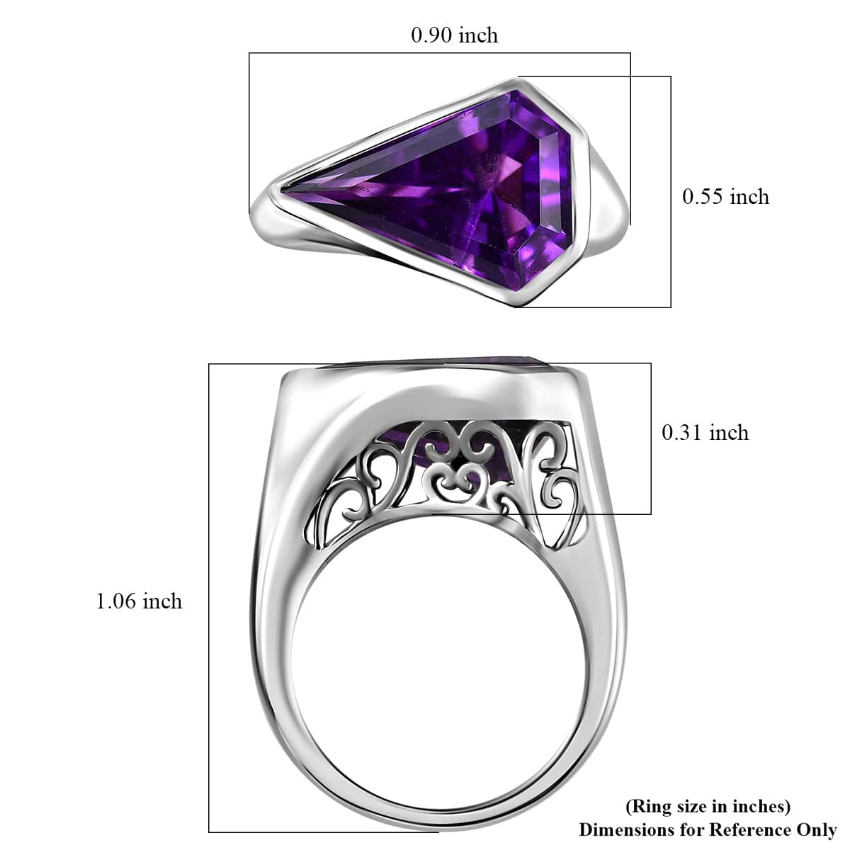 African Amethyst 5.10 ctw Ring in Rhodium Over Sterling Silver (Size 10.0)  image number 5