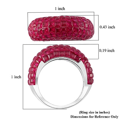 Simulated Ruby Color Diamond 5.10 ctw Ring in Rhodium Over Sterling Silver (Size 10.0)