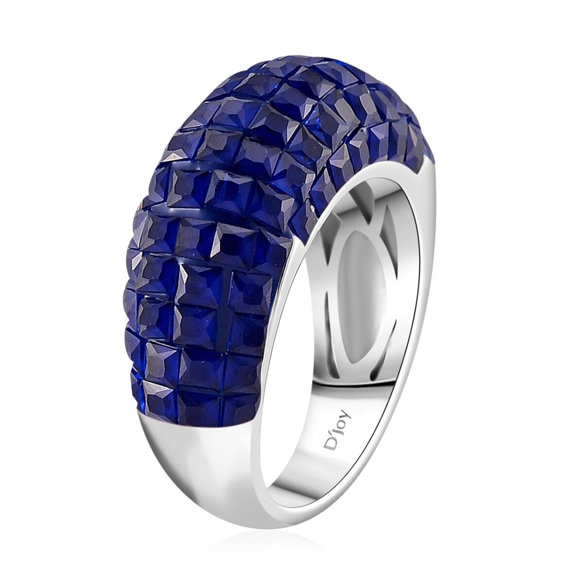 Simulated Blue Diamond 4.20 ctw Ring in Rhodium Over Sterling Silver (Size 5.0) image number 2