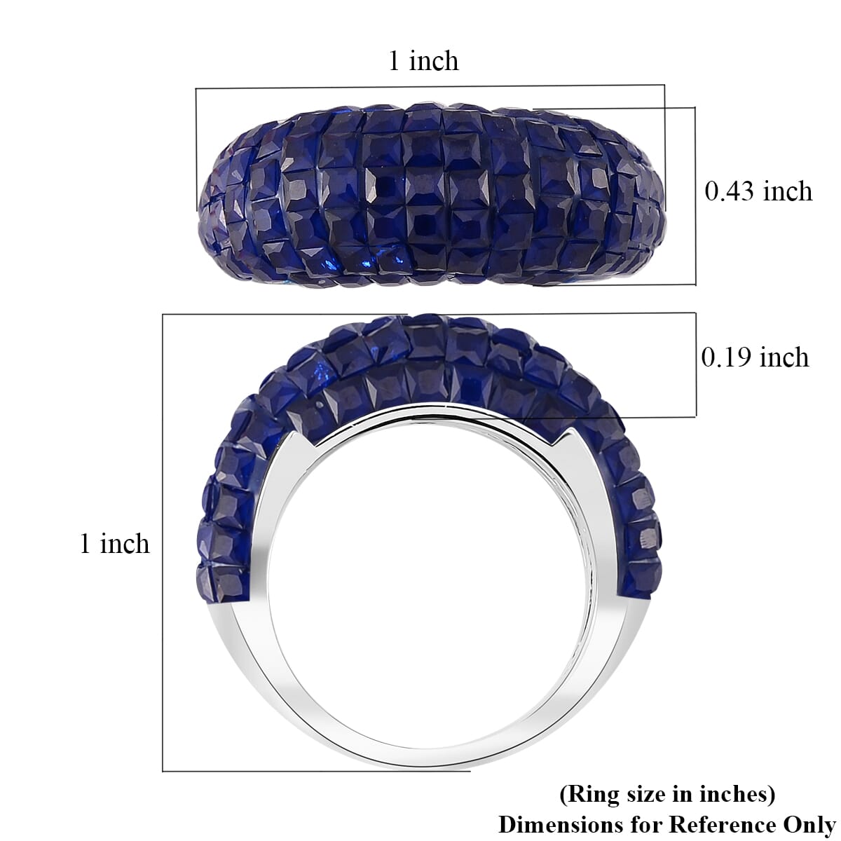 Simulated Blue Diamond 4.20 ctw Ring in Rhodium Over Sterling Silver (Size 5.0) image number 4