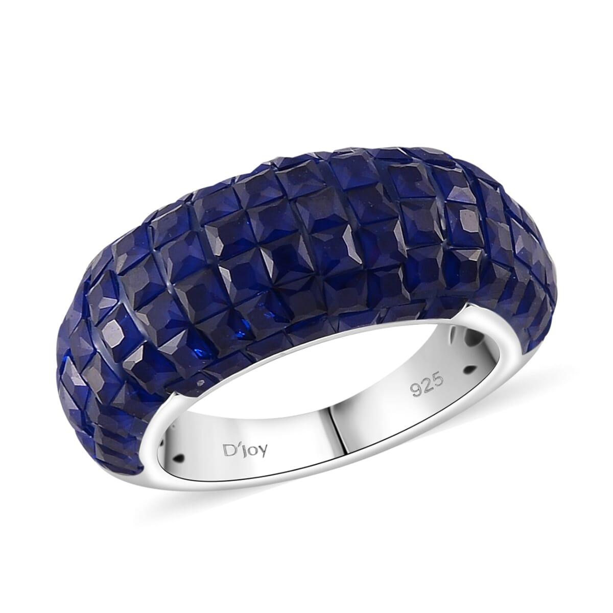 Simulated Blue Diamond 4.20 ctw Ring in Rhodium Over Sterling Silver (Size 7.0) image number 0
