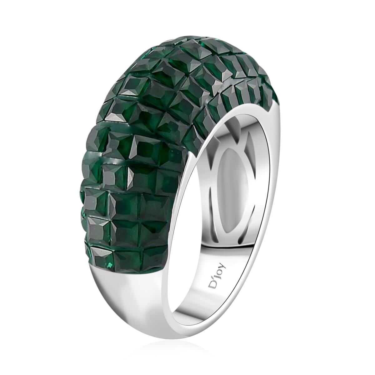 Simulated Green Diamond 4.40 ctw Ring in Rhodium Over Sterling Silver (Size 5.0) image number 2