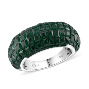 Simulated Green Diamond 4.40 ctw Ring in Rhodium Over Sterling Silver (Size 7.0)