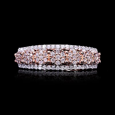 Natural Pink and White Diamond 0.50 ctw Ring in Vermeil Rose Gold Over Sterling Silver (Size 6.0)