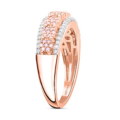 Natural Pink and White Diamond 0.50 ctw Ring in Vermeil Rose Gold Over Sterling Silver (Size 6.0)