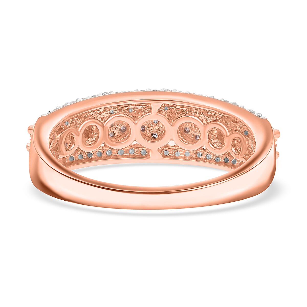 Natural Pink and White Diamond 0.50 ctw Ring in Vermeil Rose Gold Over Sterling Silver (Size 6.0)