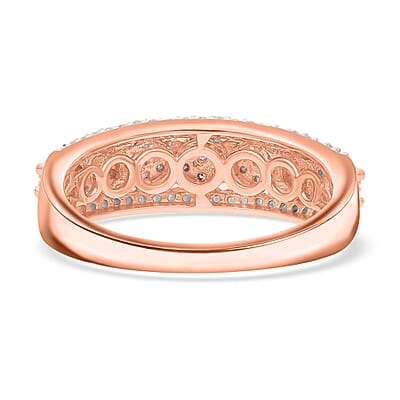 Natural Pink and White Diamond 0.50 ctw Ring in Vermeil Rose Gold Over Sterling Silver (Size 6.0)
