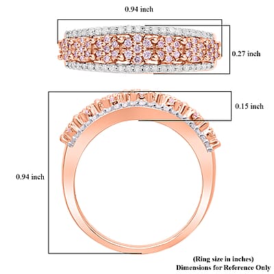 Natural Pink and White Diamond 0.50 ctw Ring in Vermeil Rose Gold Over Sterling Silver (Size 6.0)