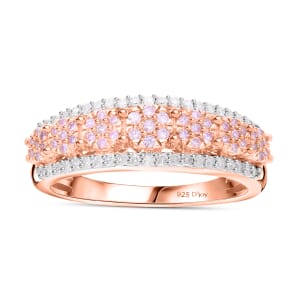 Natural Pink and White Diamond 0.50 ctw Ring in Vermeil Rose Gold Over Sterling Silver (Size 8.0)