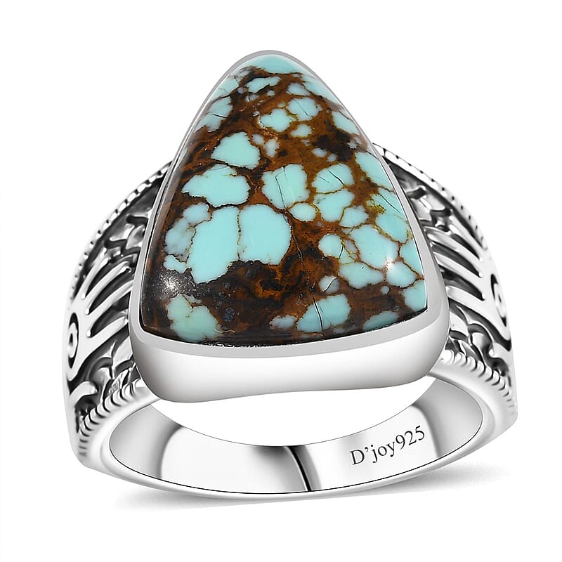 D'Joy Artisan Crafted Blue Horizon Turquoise 8.80 ctw Men's Ring in Sterling Silver (Size 10.0)