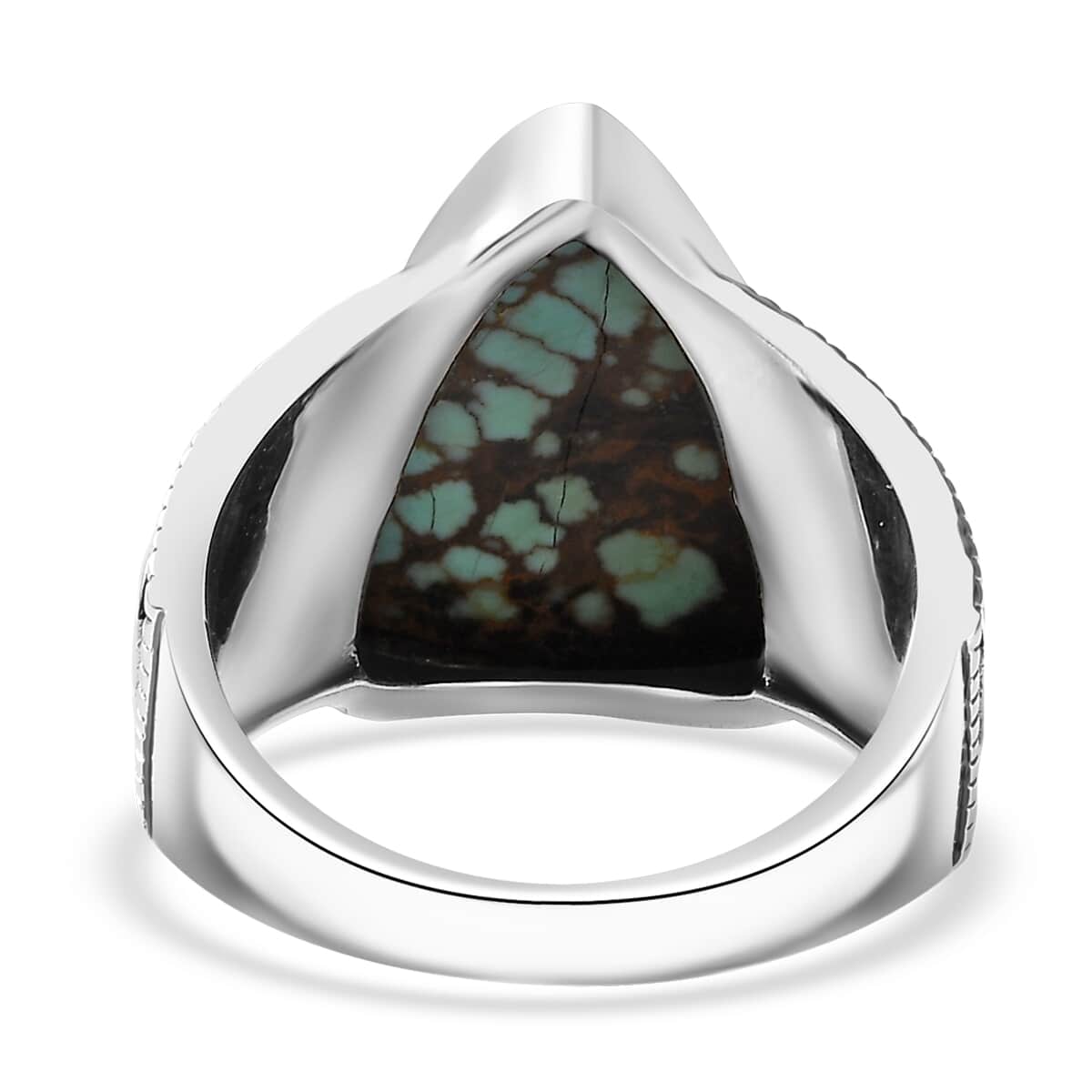 Artisan Crafted Blue Horizon Turquoise 8.80 ctw Men's Ring in Sterling Silver (Size 13.0) image number 4