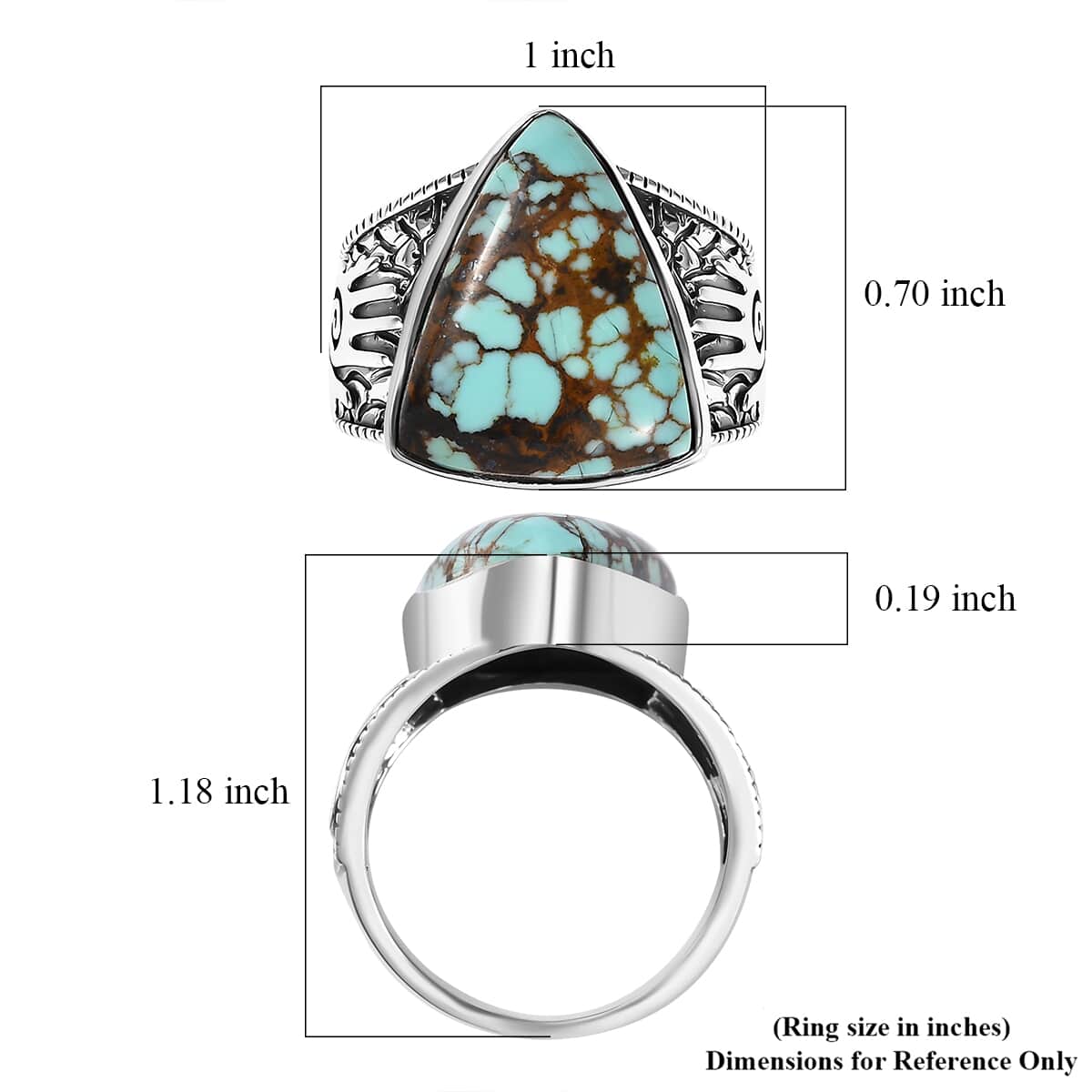 Artisan Crafted Blue Horizon Turquoise 8.80 ctw Men's Ring in Sterling Silver (Size 13.0) image number 5