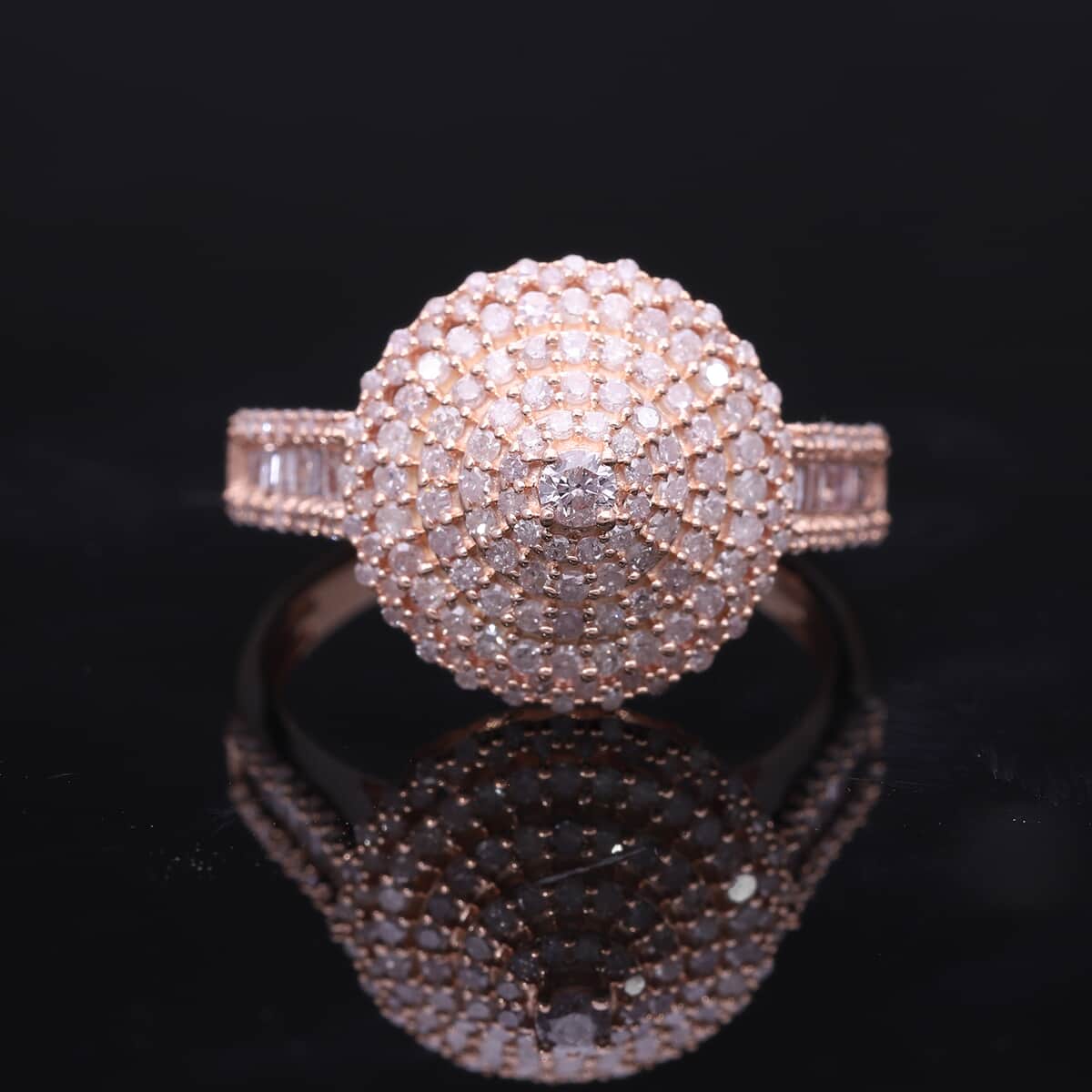 Natural Pink Diamond (I3) Floral Ring in Vermeil RG Over Sterling Silver (Size 10.0) 1.00 ctw image number 1