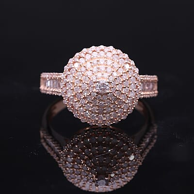 Natural Pink Diamond I3 1.00 ctw Floral Ring in Vermeil Rose Gold Over Sterling Silver (Size 10.0)