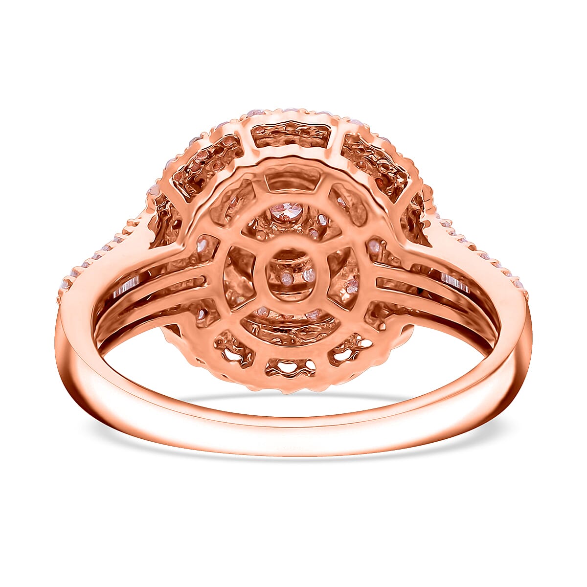 Natural Pink Diamond I3 1.00 ctw Floral Ring in Vermeil Rose Gold Over Sterling Silver (Size 10.0)