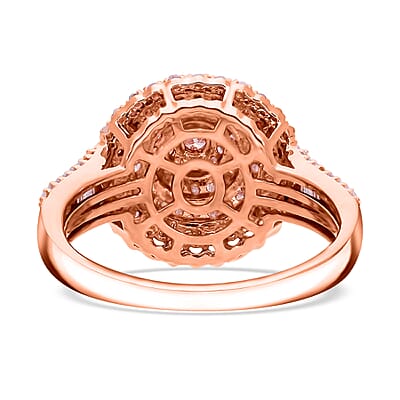 Natural Pink Diamond I3 1.00 ctw Floral Ring in Vermeil Rose Gold Over Sterling Silver (Size 10.0)