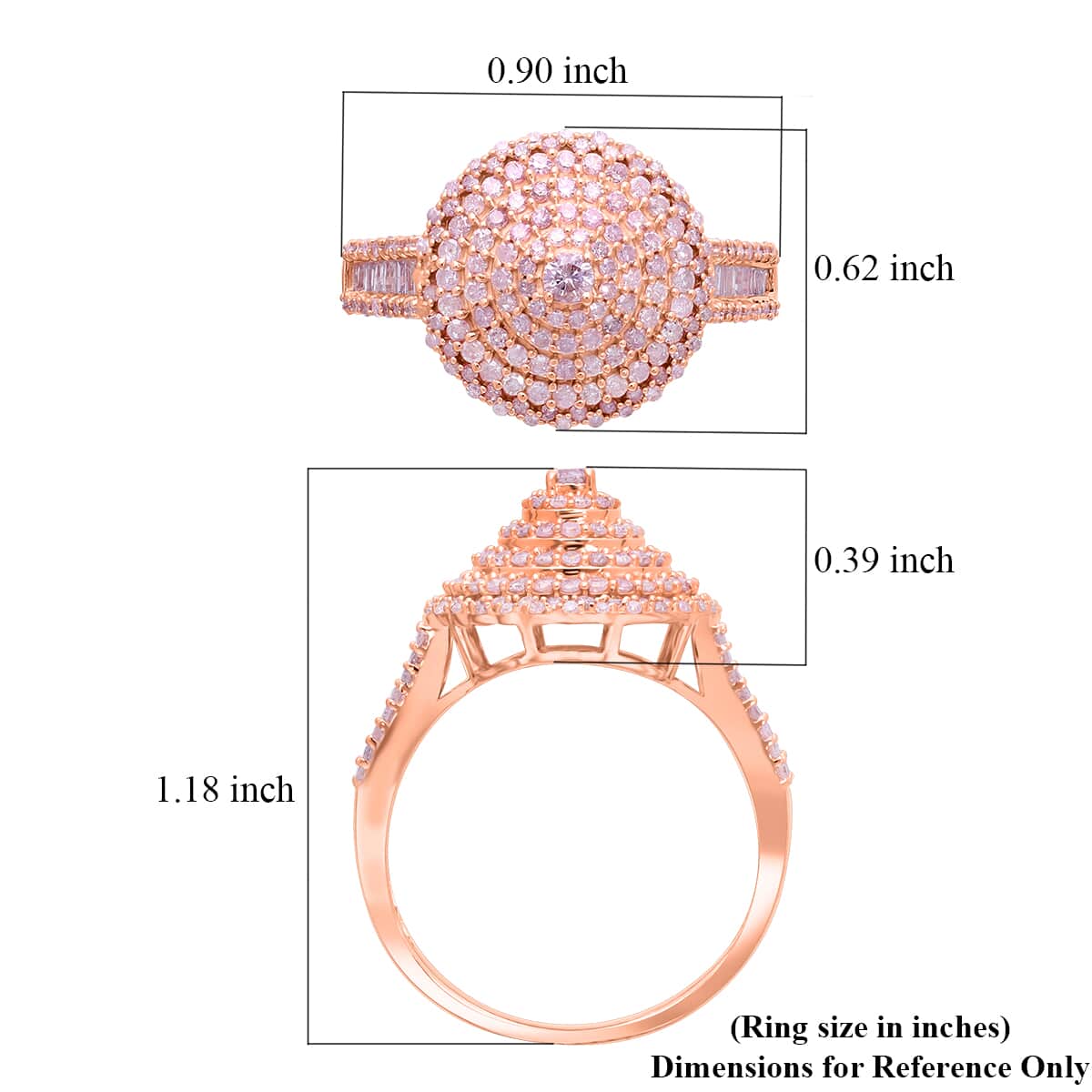 Natural Pink Diamond (I3) Floral Ring in Vermeil RG Over Sterling Silver (Size 10.0) 1.00 ctw image number 5