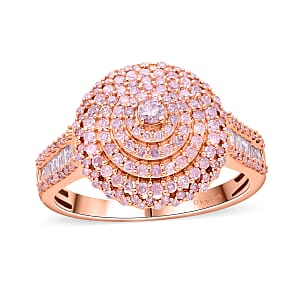 D'Joy Natural Pink Diamond I3 1.00 ctw Floral Ring in Vermeil Rose Gold Over Sterling Silver (Size 6.0)