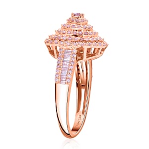 D'Joy Natural Pink Diamond I3 1.00 ctw Floral Ring in Vermeil Rose Gold Over Sterling Silver (Size 6.0)