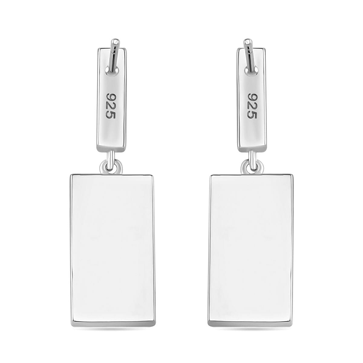 Simulated White and Ruby Color Diamond Earrings in Rhodium Over Sterling Silver