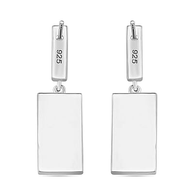 Simulated White and Ruby Color Diamond Earrings in Rhodium Over Sterling Silver