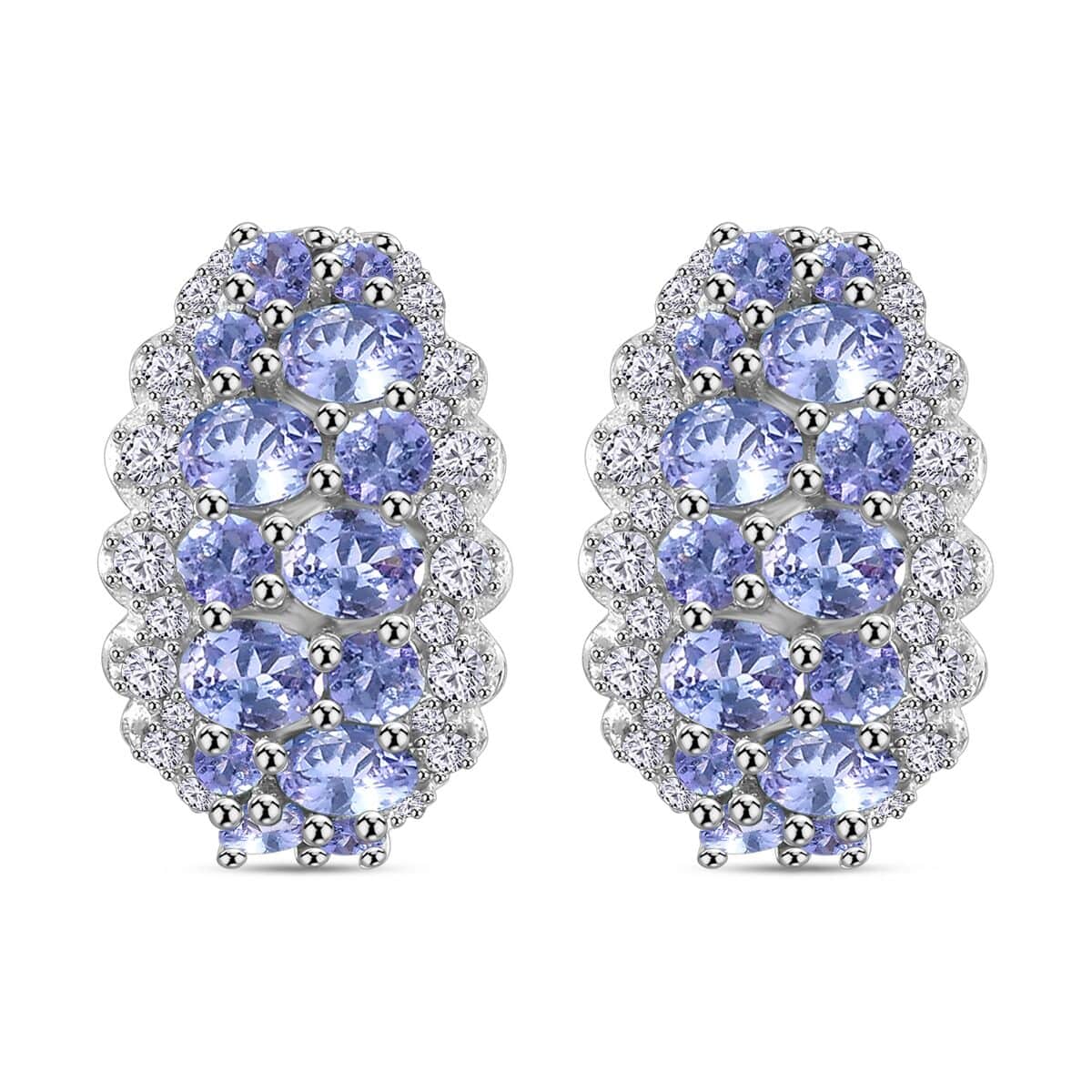 Tanzanite and White Zircon 4.15 ctw Serenity Nature Earrings in Platinum Over Sterling Silver image number 0