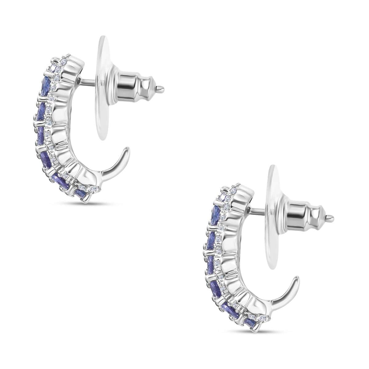 Tanzanite and White Zircon 4.15 ctw Serenity Nature Earrings in Platinum Over Sterling Silver image number 3