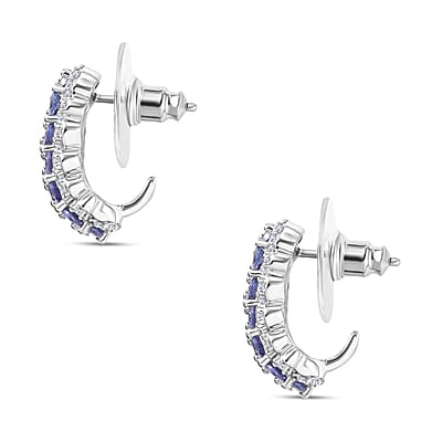 D'Joy Tanzanite and White Zircon 4.15 ctw Serenity Nature Earrings in Platinum Over Sterling Silver