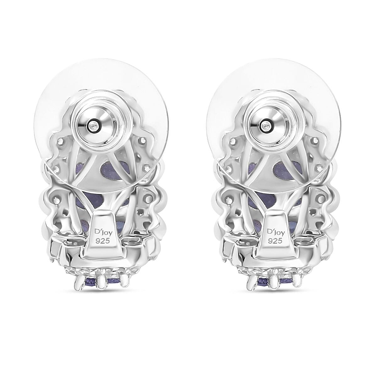 D'Joy Tanzanite and White Zircon 4.15 ctw Serenity Nature Earrings in Platinum Over Sterling Silver