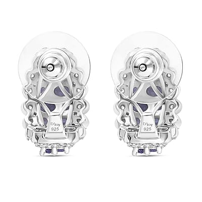 D'Joy Tanzanite and White Zircon 4.15 ctw Serenity Nature Earrings in Platinum Over Sterling Silver