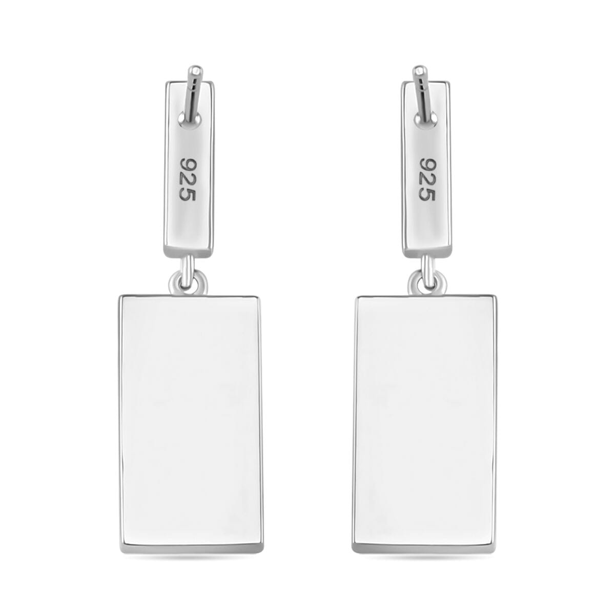 Simulated White and Blue Diamond Earrings in Rhodium Over Sterling Silver image number 4