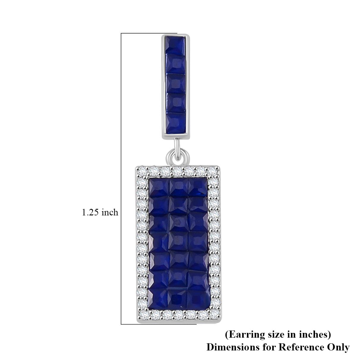 Simulated White and Blue Diamond Earrings in Rhodium Over Sterling Silver image number 5