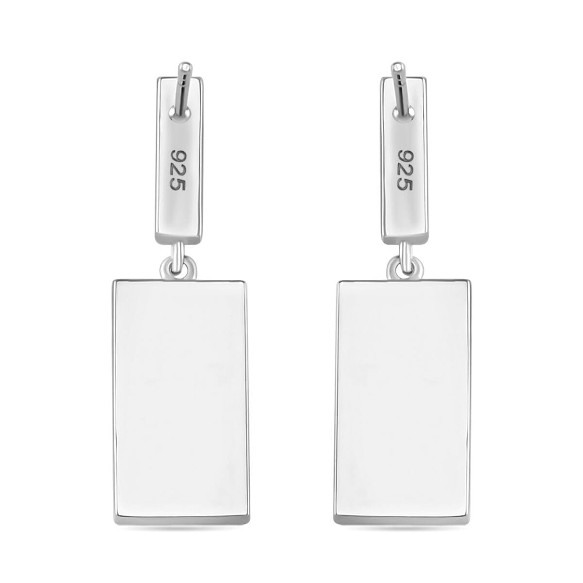Simulated White and Green Diamond Earrings in Rhodium Over Sterling Silver image number 4