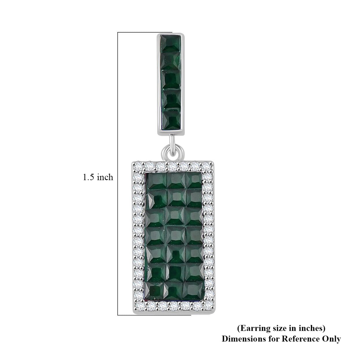 Simulated White and Green Diamond Earrings in Rhodium Over Sterling Silver image number 5