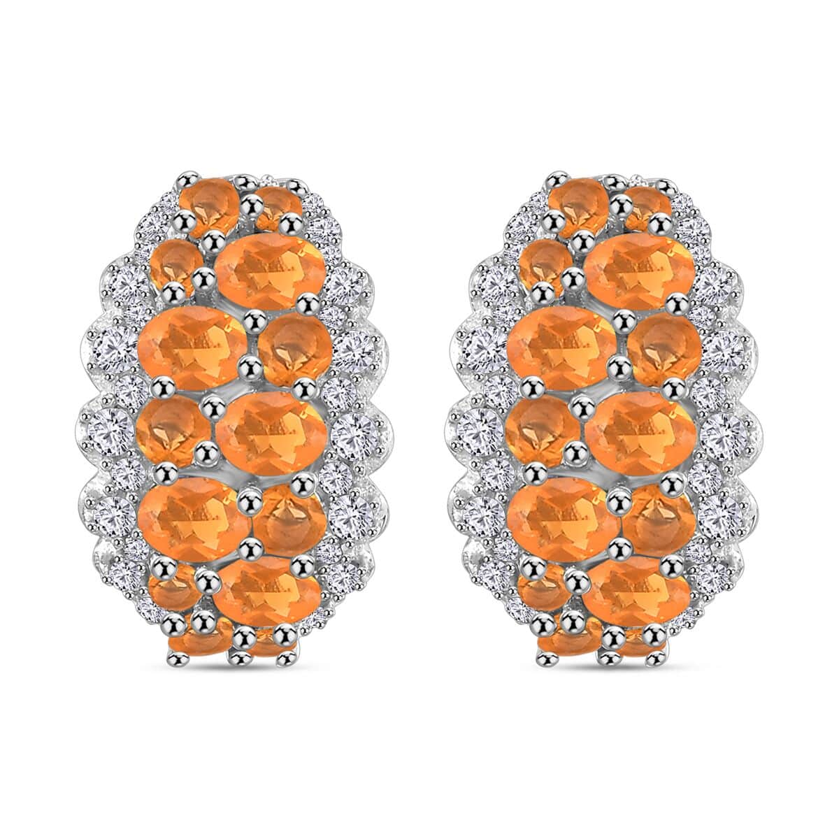 Salamanca Fire Opal and White Zircon 3.25 ctw Serenity Nature Earrings in Platinum Over Sterling Silver image number 0